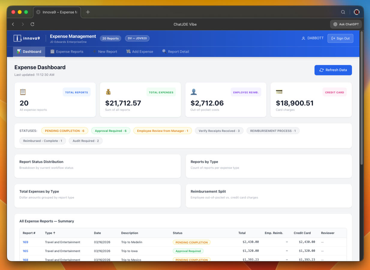 Add the app inside JD Edwards as E1 Pages. CafeOne is also available